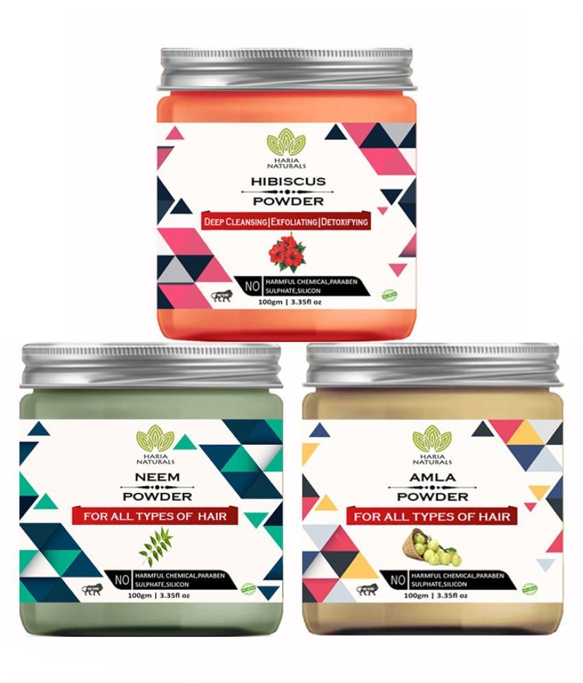 Haria Naturals 100 Pure Hibiscus & Neem Powder & Amla Powder Face Pack