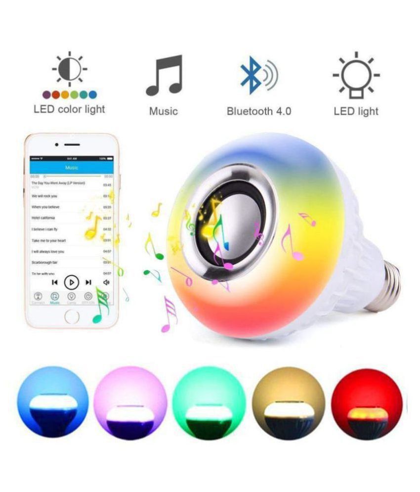     			Music Light Bulb, E27 & B22 LED Light Bulb With Bluetooth Speaker RGB Self Changing Color Lamp Built-In Audio Speaker
