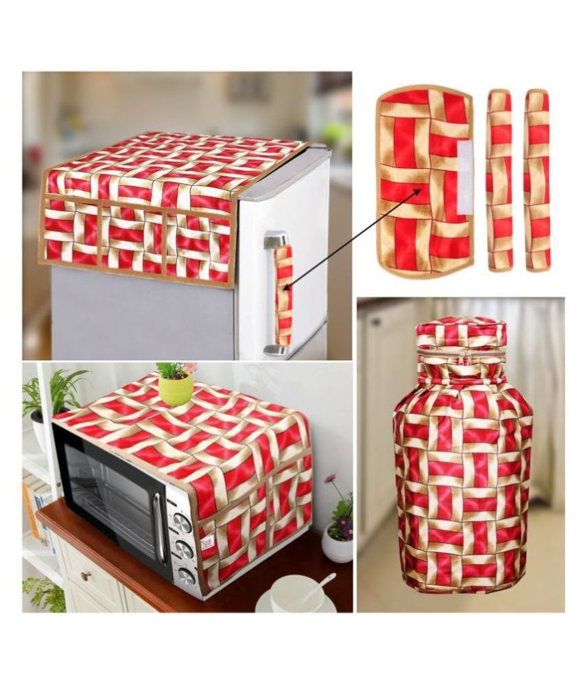     			E-Retailer Set of 6 Polyester Red Fridge Top Cover