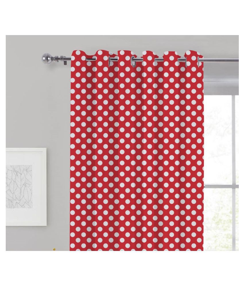Oasis Single Window Eyelet Cotton Curtains Red