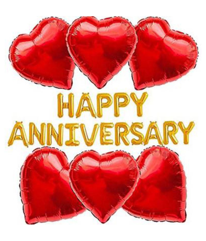     			Kiran Enterprises Happy Anniversary (16 Gold Foil Letters) + 6 Red Heart