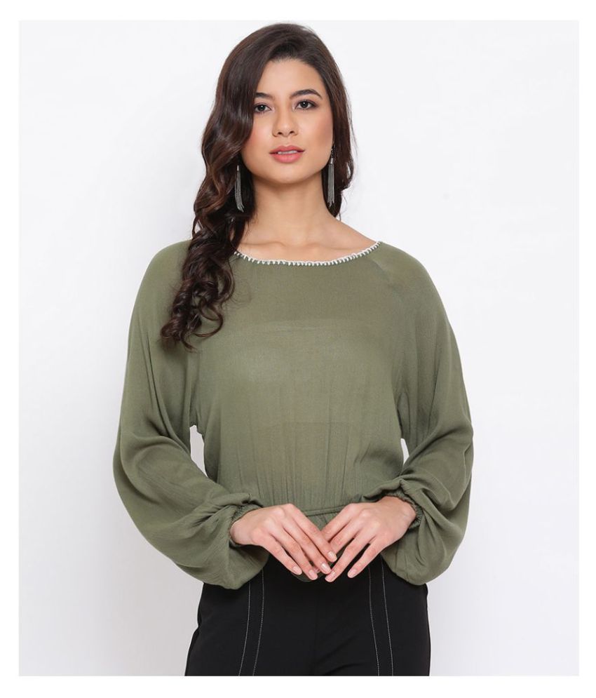     			Oxolloxo Viscose Regular Tops - Green