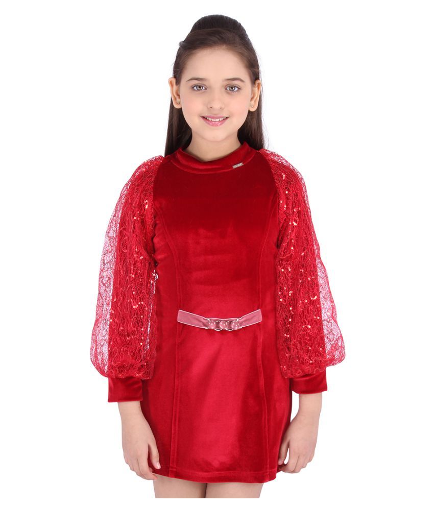     			Cutecumber Polyester Shift Dress For Girls ( Pack of 1 , Red )