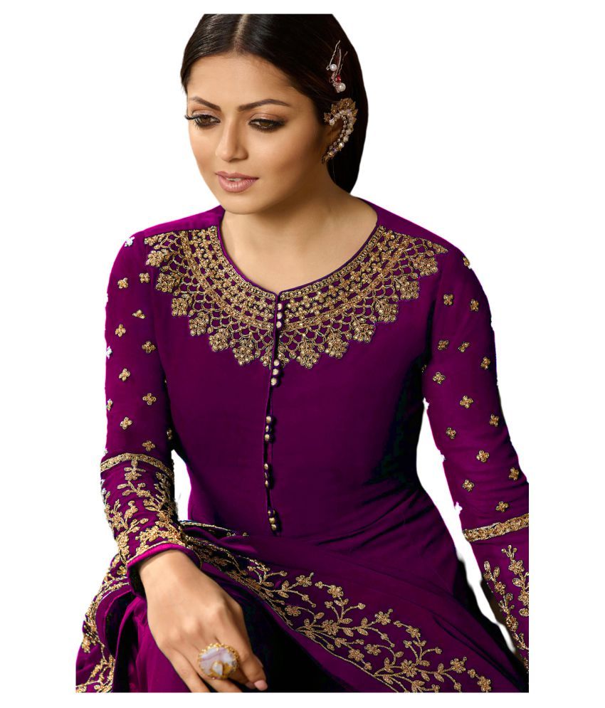 purple georgette gown