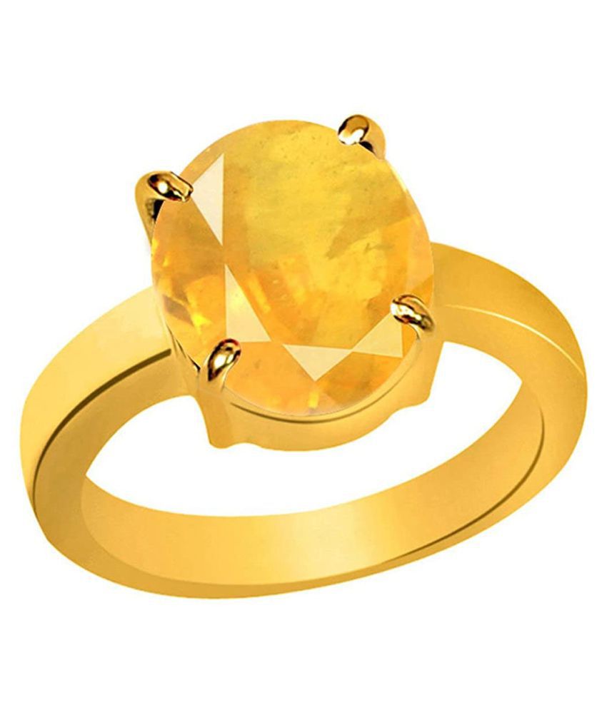 RS JEWELLERS Gemstones 5.20 Ratti Natural Certified Yellow Sapphire ...