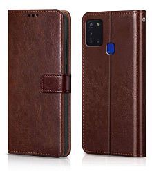 Oppo A53 Flip Cover by NBOX - Brown Viewing Stand and pocket