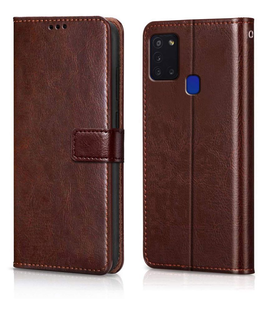     			Oppo A33 (2020) Flip Cover by NBOX - Brown Viewing Stand and pocket