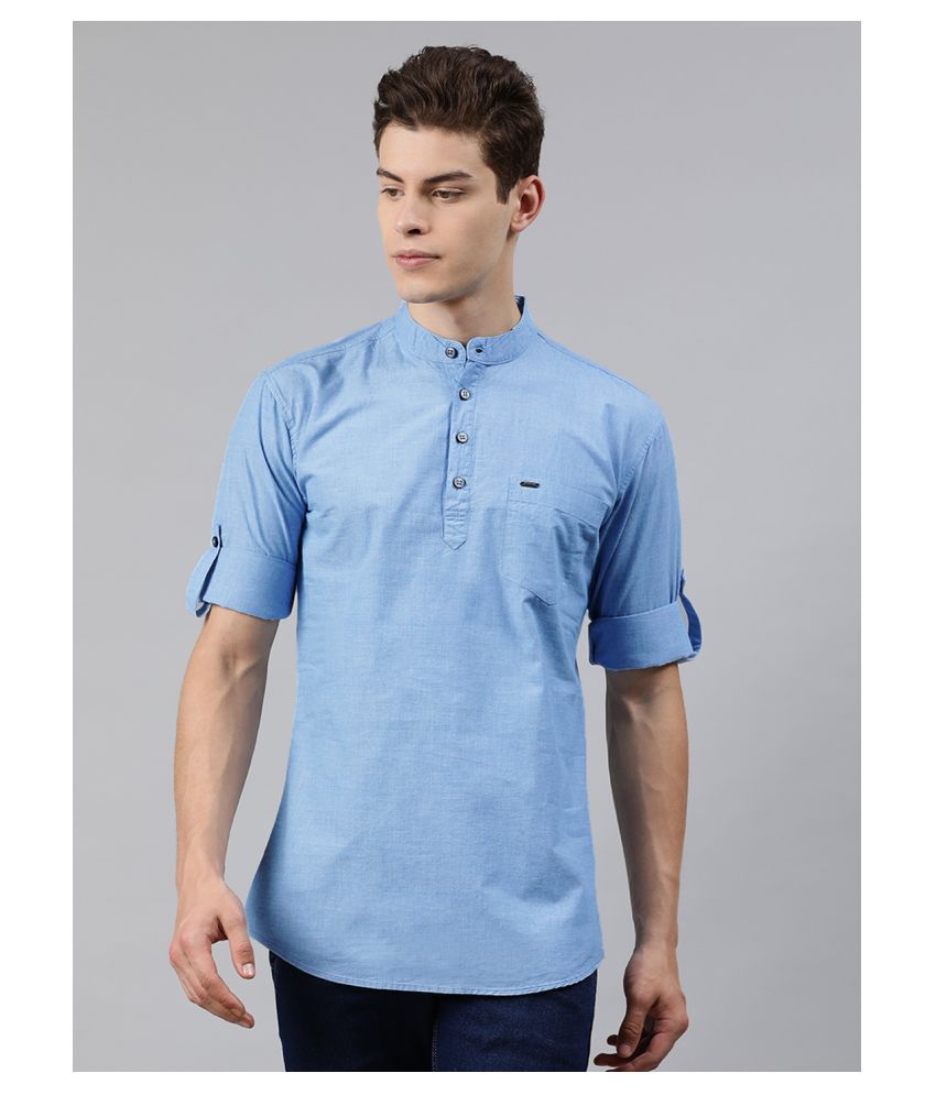     			Urbano Fashion 100 Percent Cotton Blue Shirt