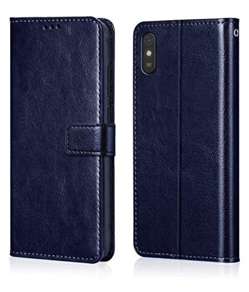     			Xiaomi Redmi 9A Flip Cover by NBOX - Blue Viewing Stand and pocket