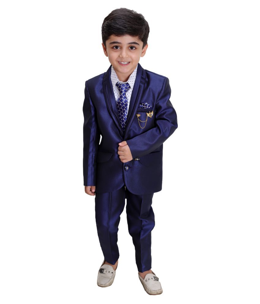     			Fourfolds Boys Polyester Blazer ( Pack of 1 , Navy Blue )