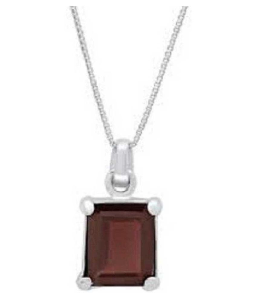 8 Ratti Hessonite (Gomed) Pendant with Natural Silver Hessonite (Gomed