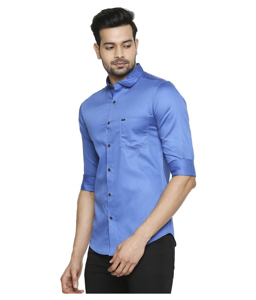 HFN'S Satin Blue Shirt - Buy HFN'S Satin Blue Shirt Online at Best ...