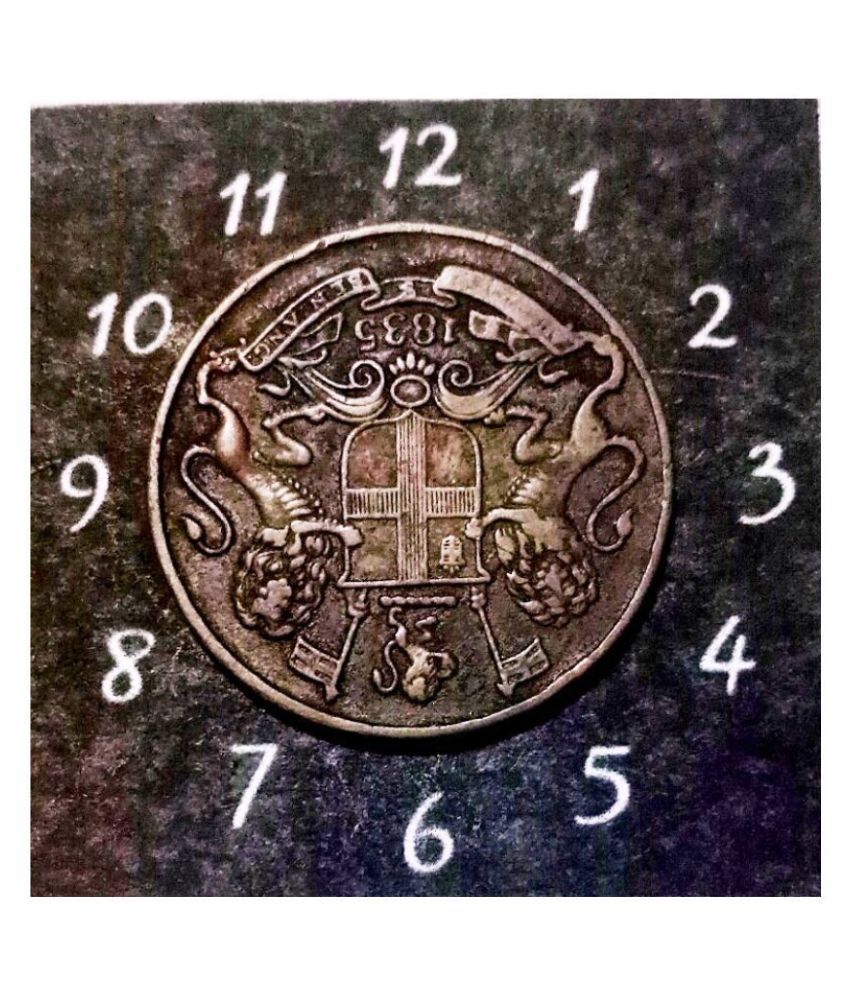     			SUPER ANTIQUES GALLERY EXTREMELY RARE BRITISH INDIA YEAR - 1835 {1/4} ONE QUARTER ANNA 6 `O` CLOCK DIE ROTATION ERROR IN EXTRA FINE CONDITION .................