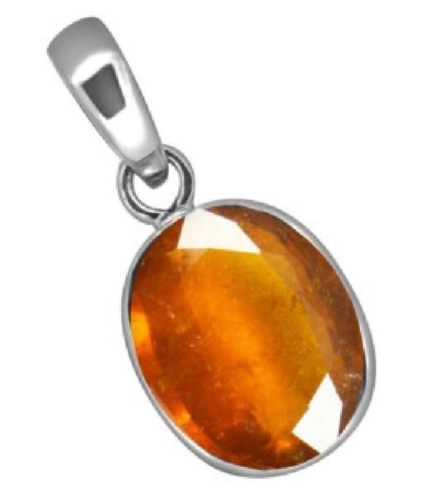 Sterling Silver 11 Carat Classic Hessonite (Gomed) Pendant by Ratan