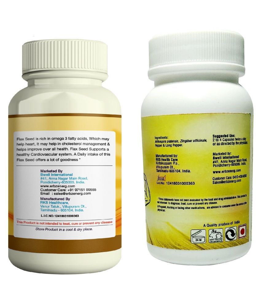 Erbzenerg Flax seed Extract and Protien Rich 60 Capsule 500 mg Buy