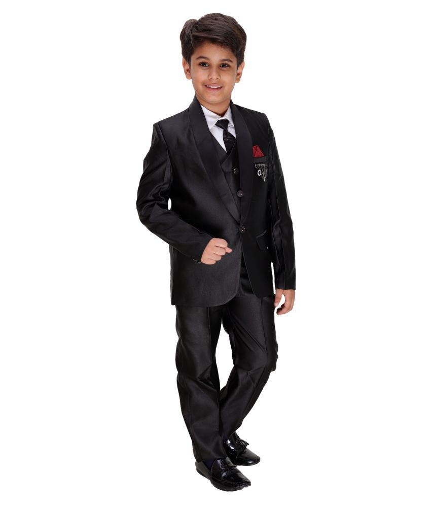     			Fourfolds Boys Polyester Blazer ( Pack of 1 , Black )