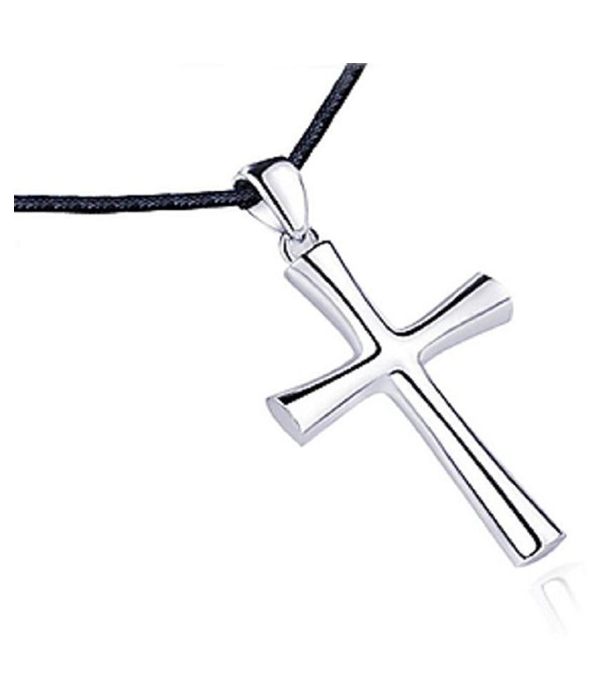 Kundli Gems - Silver Plated Jesus Christ Crucifix Cross Locket Chain Pendant Necklace for Men 