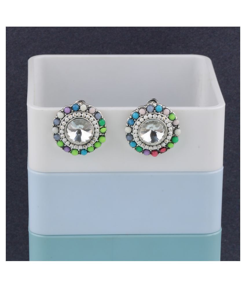     			SILVER SHINE  Charm Stylish Party Wear Multi Colour Stud Diamond Earring For Women Girl