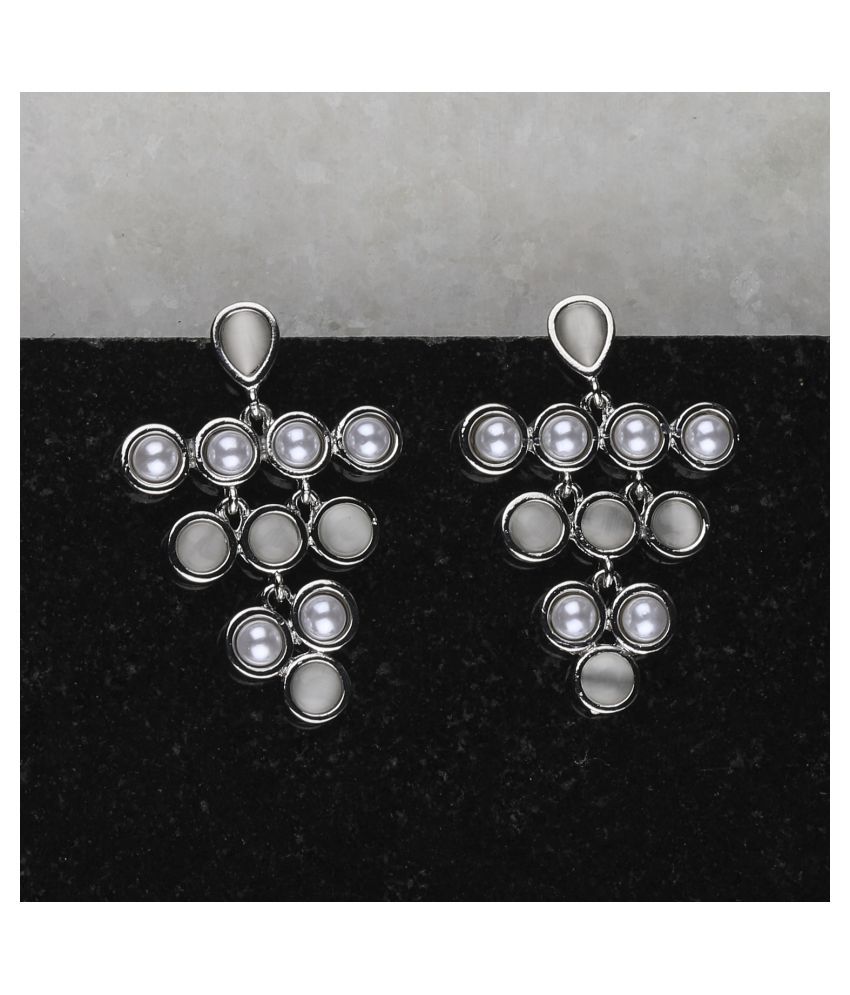     			SILVER SHINE  Charm Stylish Silver Pearl Earring For Women Girl
