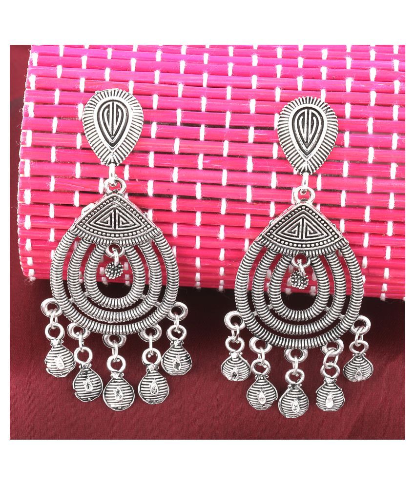     			SILVER SHINE  Dazzling Silver Multi Dangle Drop Earrings