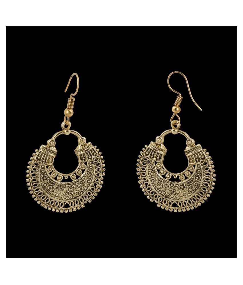     			SILVER SHINE  Facinating Chandbali Unique Golden Earrings for Women