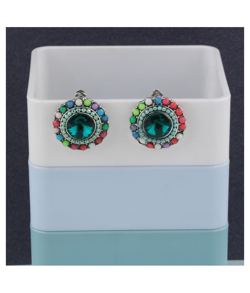     			SILVER SHINE  Fancy Party Wear Multi Colour Stud Diamond Earring For Women Girl