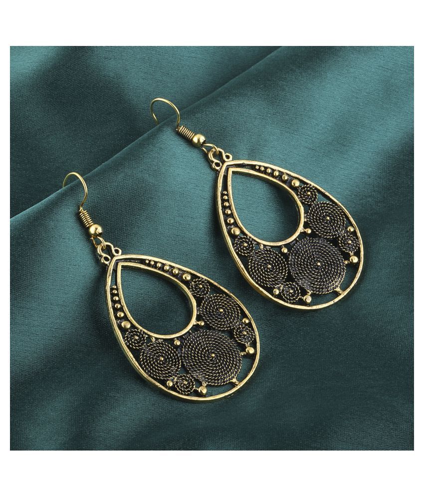     			SILVER SHINE  Golden Solid Round Drop Earrings for Women