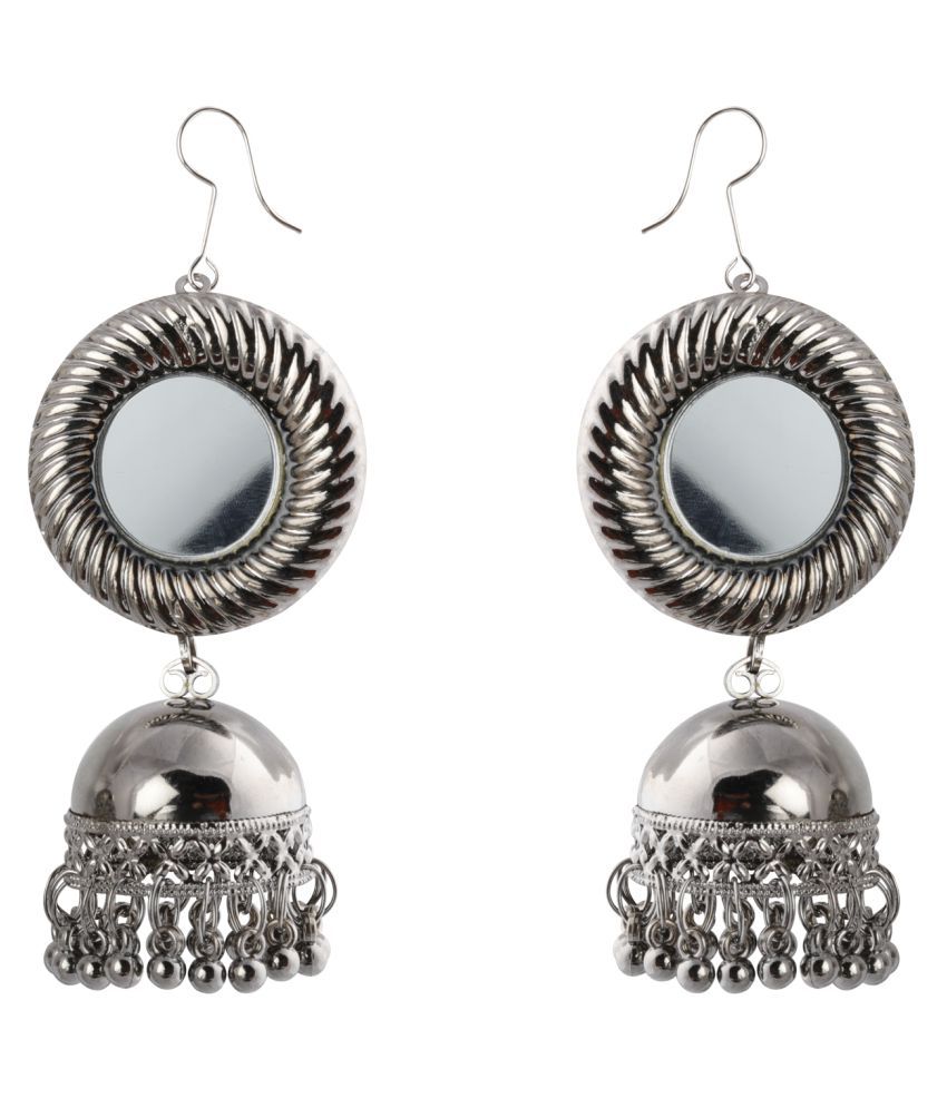     			SILVER SHINE  Lovely Oxidised Silver Jhumki 2 Layred Earrings for Women