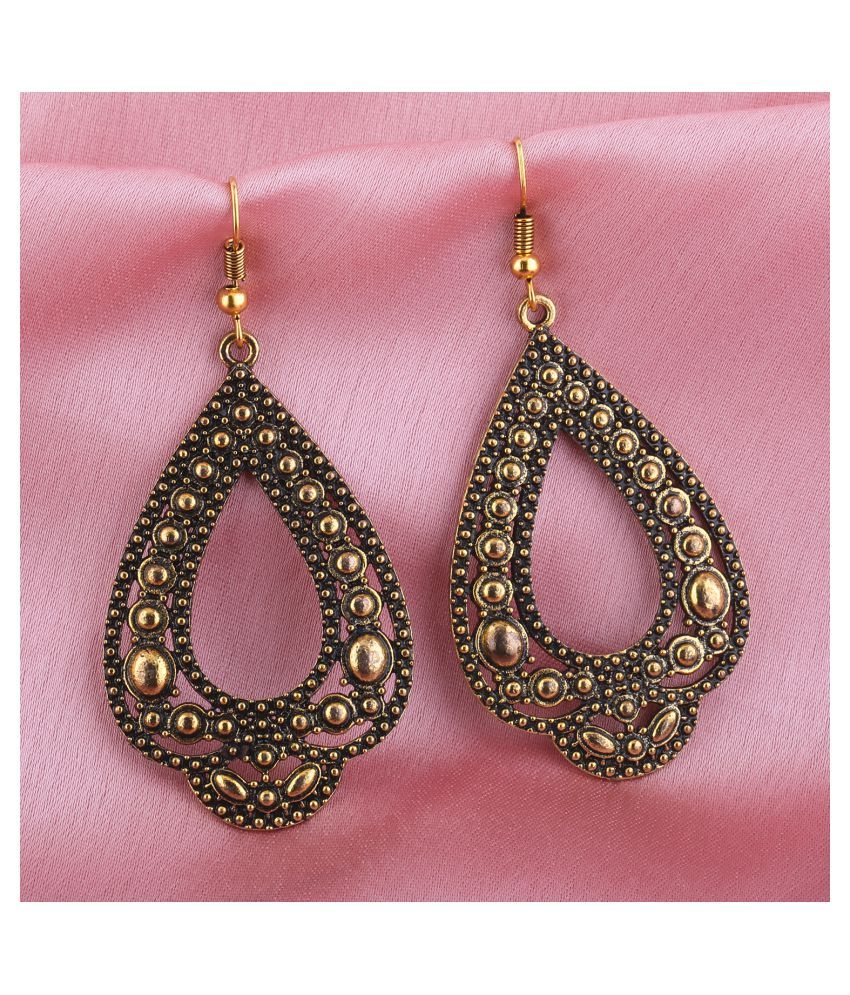     			SILVER SHINE  Magnificent Golden Unique Carved Earrings for Women