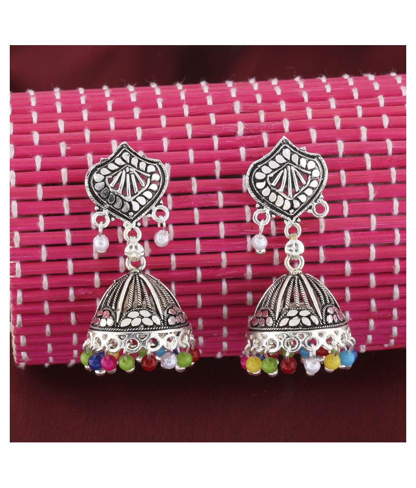     			SILVER SHINE  Shimmering Multicolor Stylish Jhumki Earrings