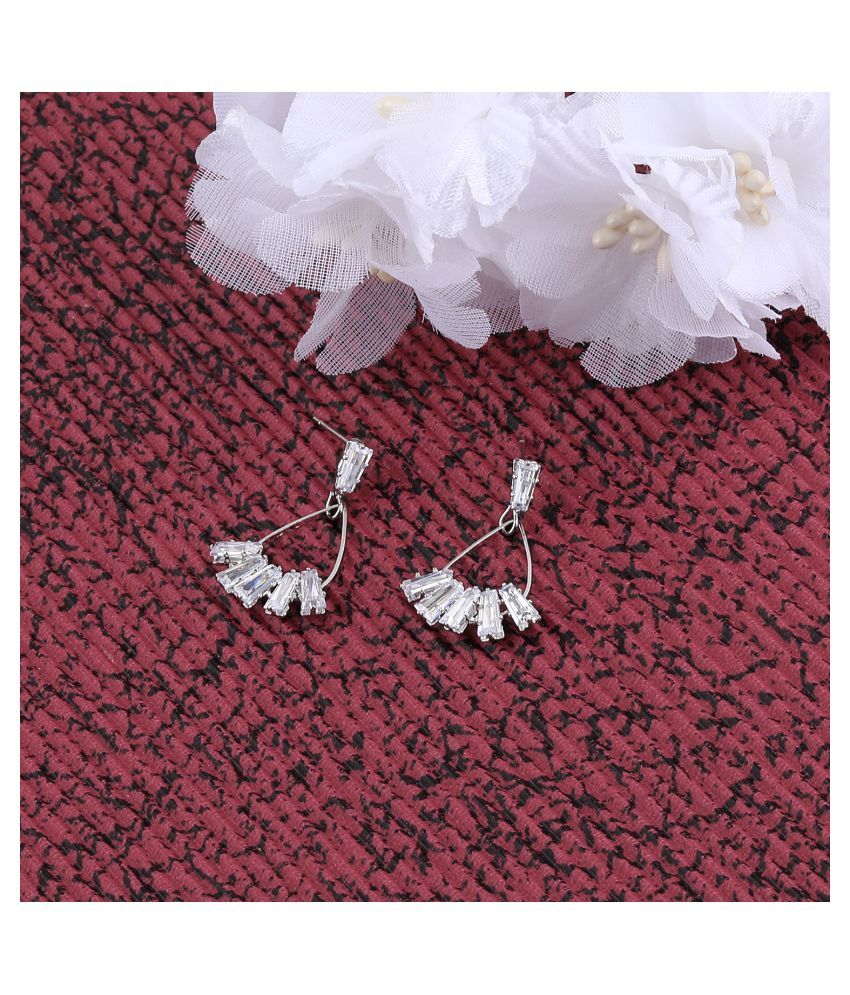     			SILVER SHINE  Silver Plated Party Wear Stylish Stud Earring For Women Girl