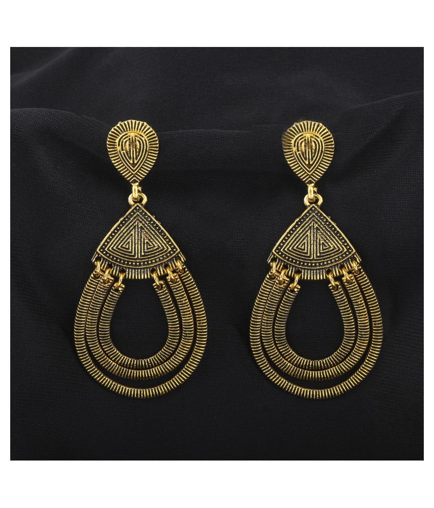    			SILVER SHINE  Trendy Golden Spring Circles Dangler Earrings