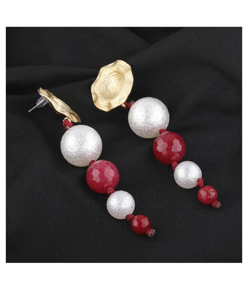    			SILVER SHINE  Unique White and Red Colour Designer Party Wear Earring For Girls and Women Jewellery