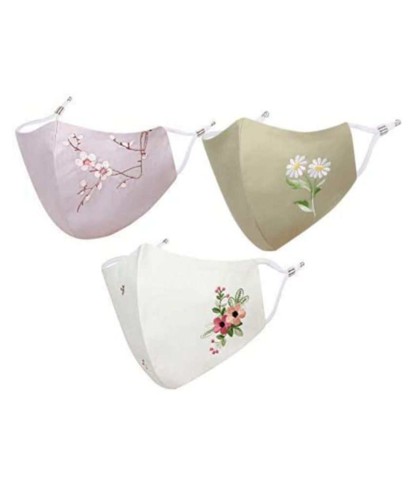 MASQ-Special Floral Combo-Designer Masks with Ear Adjusters 3-Ply Pre ...