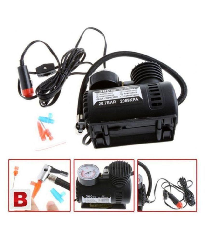 Portable 12 Volt Mini Air Compressor Pump with Gauge Car 300 PSI Tire ...