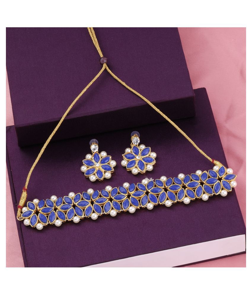     			Silver Shine Alloy Blue Contemporary Contemporary/Fashion Antique Necklaces Set