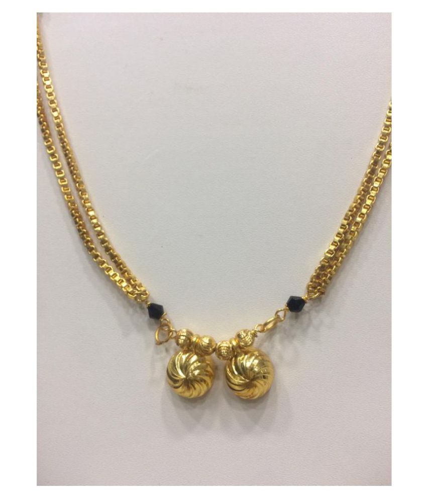Womens Mangalsutra 30 Inches Length Gold Plated Vati Pendent Black 