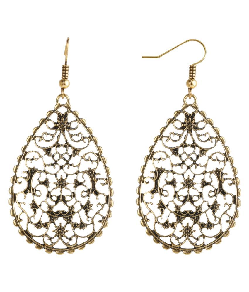     			SILVER SHINE  Lavish Golden Mughal Jali Work Earrings for Women