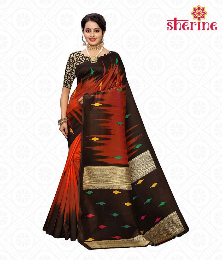 Sherine - Brown Silk Blend Saree With Blouse Piece (Pack of 1)