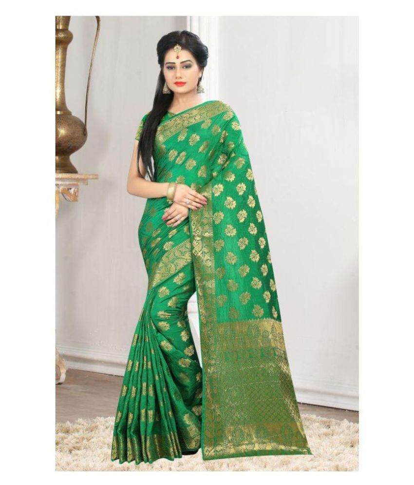     			Gazal Fashions - Multicolor Banarasi Silk Saree With Blouse Piece (Pack of 1)