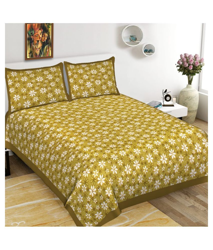 SHEET AND CO. Cotton Double Bedsheet with 2 Pillow Covers ( 255 cm x