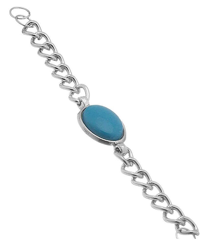 Turquoise/Feroza/Firoza Silver Bracelet AAA Quality by Kundli Gems: Buy ...