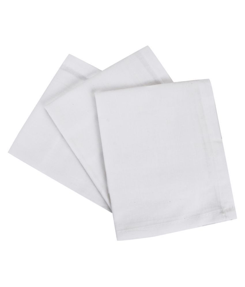 Kannu Plain White Cotton Handkerchief For Men (Pack of 12) Buy Online