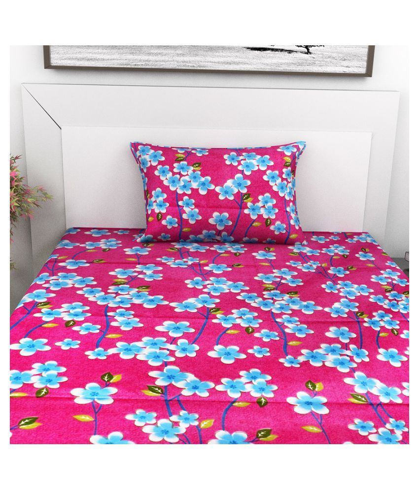 My CityStore Cotton Single Bedsheet with 1 Pillow Cover ( 220 cm x 140