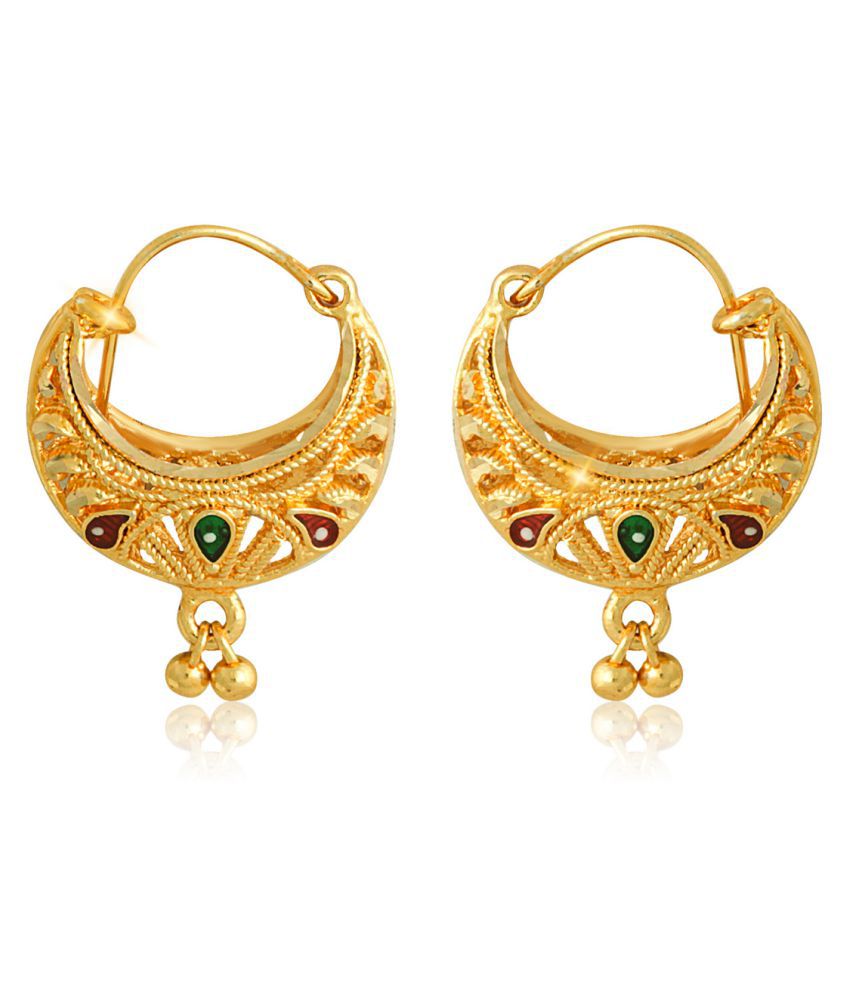     			Vighnaharta Traditional wear Gold Plated alloy Bali Earring for Women and Girls ( Pack of- 1 Pair Bali Earrings)