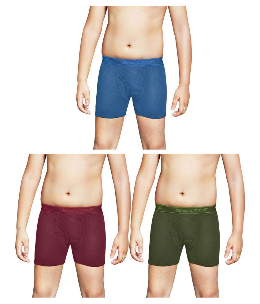     			Dixcy Scott Cross Cotton Multicolor Plain/Solid Kids/Boys Trunk/Underwear - Pack of 3