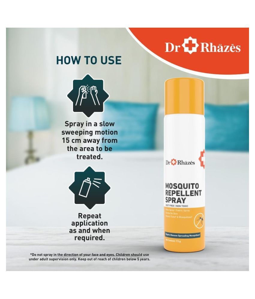 Dr Rhazes Mosquito Repellent Spray for Body and Fabrics, DEET FREE and