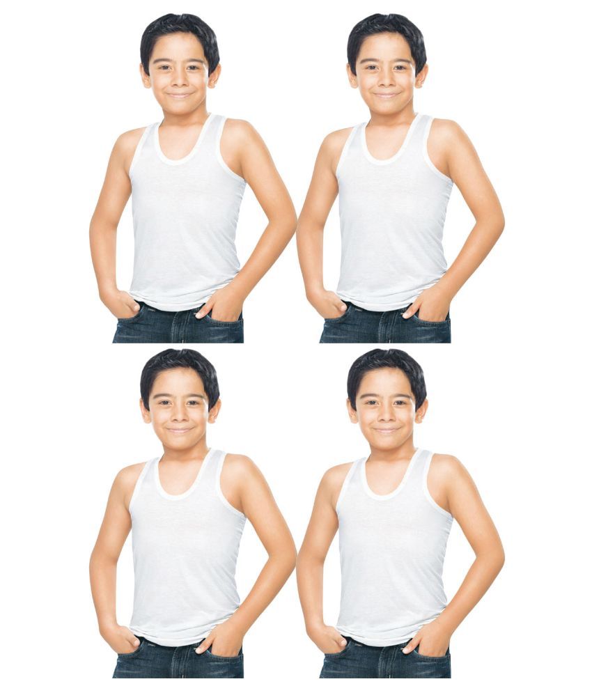     			Dixcy Scott Clasz Cotton Scoop Neck Sleeveless White Boys Vest - Pack of 4