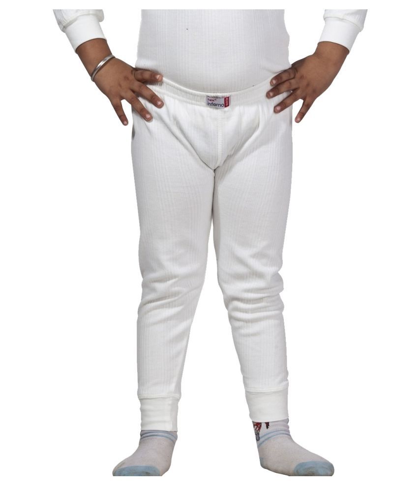     			Lux Inferno Boys & Girls White Round Neck Full Sleeves Lower/Bottom/Trouser Thermal - Pack of 1