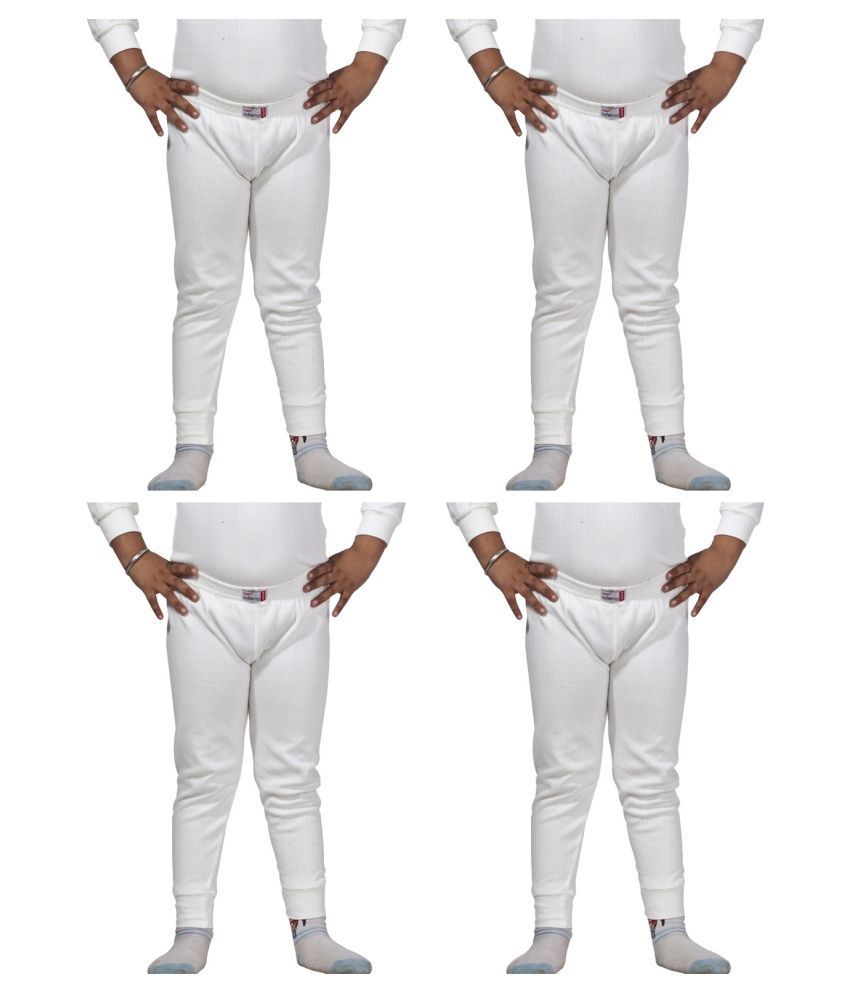     			Lux Inferno Boys & Girls White Round Neck Full Sleeves Lower/Bottom/Trouser Thermal - Pack of 4